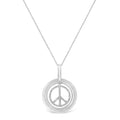 Matte Finish .925 Sterling Silver Diamond Accent Dancing Peace Sign 18" Pendant Necklace (I-J Color, I1-I2 Clarity) by Bids.com