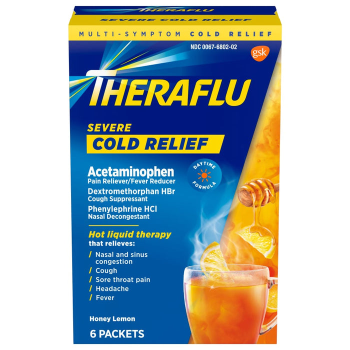 Theraflu Acetaminophen, Cold Relief, Severe, Packets, Honey Lemon by Pasteur Pharmacy