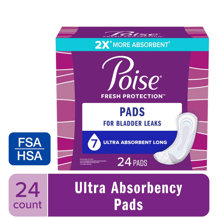 Poise Long Incontinence & Postpartum Pads - 7 Drop Ultra by Pasteur Pharmacy