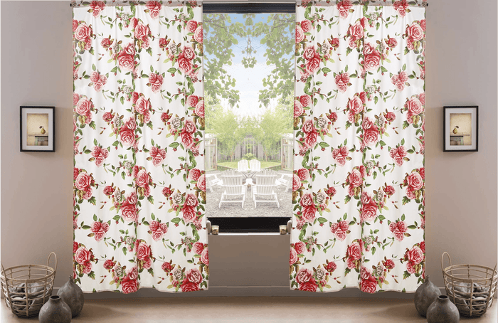 DaDa Bedding Set of 2-Pieces Romantic Roses Pink Floral Sheer Window Panel Curtains (JHW-879) by DaDalogy Bedding Collection