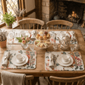 DaDa Bedding Set of 4-Pieces Romantic Roses Pink Floral Quilted Dining Placemats 13” x 19” (879) by DaDalogy Bedding Collection