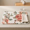 DaDa Bedding Set of 4-Pieces Romantic Roses Pink Floral Quilted Dining Placemats 13” x 19” (879) by DaDalogy Bedding Collection