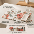 DaDa Bedding Set of 4-Pieces Romantic Roses Pink Floral Quilted Dining Placemats 13” x 19” (879) by DaDalogy Bedding Collection