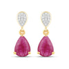 2.38 Ct Pear Pink Ruby & Diamond Prong 10K Gold Teardrop Dangle Earrings