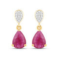 2.38 Ct Pear Pink Ruby & Diamond Prong 10K Gold Teardrop Dangle Earrings by Fine Color Jewels