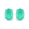 1.44 Ct Oval Green Zambian Emerald Prong 10K Gold Stud Earrings