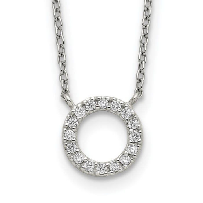 Sterling Silver CZ Circle Necklace by Fine Color Jewels