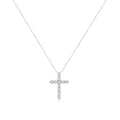 .925 Sterling Silver 1.0 Cttw Prong Set Round-Cut Diamond Cross 18" Pendant Necklace (I-J Color, I2-I3 Clarity) by Bids.com