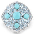 6.18 Carat Genuine Turquoise and Blue Topaz .925 Sterling Silver Ring by Bids.com