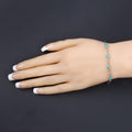 Oval Green Emerald Prong Silver Infinity Bolo Adjustable Bracelet by Fine Color Jewels