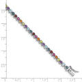 3.79 Ct Round Multicolor Multi-Gemstone Prong Sterling Silver Tennis Bracelet by Fine Color Jewels