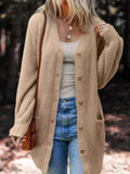 Fuzzy Buttoned Cardigan w/ Pockets - Camel by Boutique 23