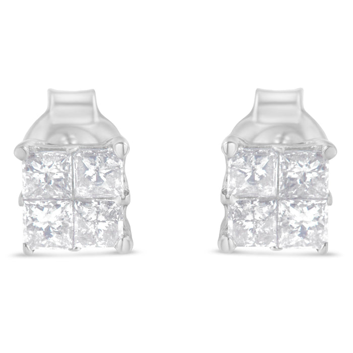 10K White Gold Diamond Stud Earrings (3/4 cttw, H-I Color, SI2-I1 Clarity) by Bids.com