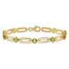 Genuine Green Peridot Paper Clip Sterling Silver Bracelet