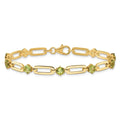 Genuine Green Peridot Paper Clip Sterling Silver Bracelet by Fine Color Jewels