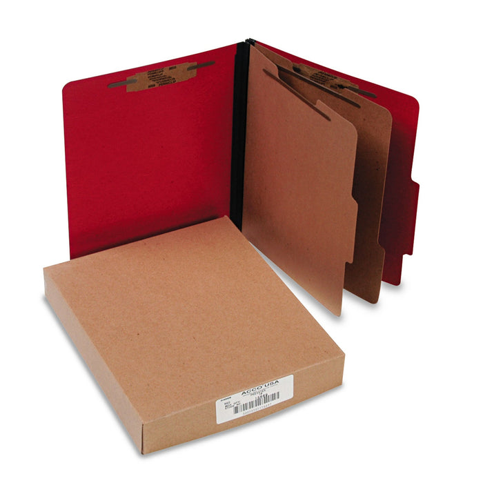 ACCO ColorLife PRESSTEX Classification Folders, 2 Dividers, Letter Size, Executive Red, 10/Box