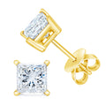 14K Yellow Gold 1/3 Cttw Princess-Cut Square Near Colorless Diamond Classic 4-Prong Solitaire Stud Earrings (J-K Color, I1-I2 Clarity) by Bids.com