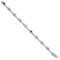 Genuine Multi Gemstone Silver Link Bracelet by Fine Color Jewels