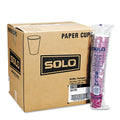 Dart Solo Paper Hot Drink Cups in Bistro Design, 12 oz, Maroon, 50/Bag, 20 Bags/Carton