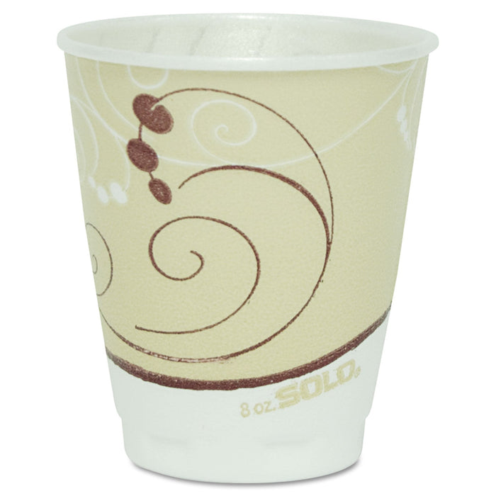 Dart Trophy Plus Dual Temperature Insulated Cups in Symphony Design, 8 oz, Beige, 100/Pack