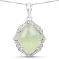 7.49 Carat Genuine Prehnite And White Topaz .925 Sterling Silver Pendant by Bids.com