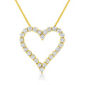 14K Yellow Gold Plated .925 Sterling Silver 2.00 Cttw Shared Prong-Set Round Brilliant-Cut Diamond Open Heart 18" Pendant Necklace (K-L Color, I2-I3 Clarity) by Bids.com
