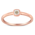 14K Rose Gold Plated .925 Sterling Silver 1/20 Carat Diamond Square Cushion-Shaped Miracle Set Petite Fashion Promise Ring (J-K Color, I1-I2 Clarity) - Size 6 by Bids.com