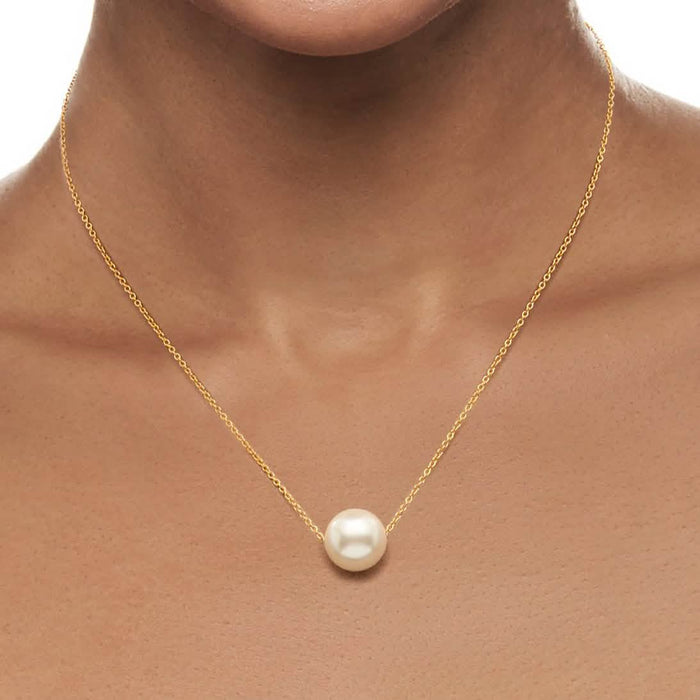 Women’s Minimalist White Pearl Beaded Necklace – Elegant Statement Chain by DailySale