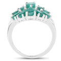 2.21 Carat Genuine Emerald and White Diamond .925 Sterling Silver Ring by Bids.com