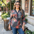 NY Collection Womens Plus Size Chiffon Bell-Sleeve Tunic, Size 1X by Vanessa Jane