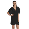 Jordan Taylor Women’s Elastic Empire Waist Tunic Swim Cover Up, Black, Large by Vanessa Jane