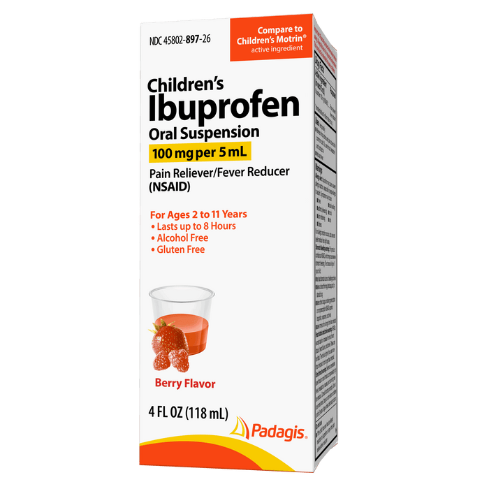 Padagis Children's Ibuprofen Oral Suspension, 100 mg/5 mL (50 x 5 mL Unit Doses) by Pasteur Pharmacy