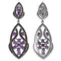 5.74 Carat Genuine Amethyst and Black Spinel .925 Sterling Silver Earrings by Bids.com