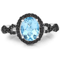 2.92 Carat Genuine Blue Topaz, Black Diamond & White Diamond .925 Sterling Silver Ring by Bids.com