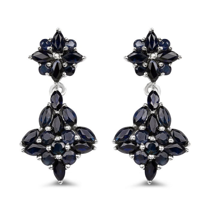3.33 Carat Genuine Blue Sapphire .925 Sterling Silver Earrings by Bids.com