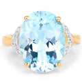 14K Yellow Gold Plated 11.32 Carat Genuine Blue Topaz and White Topaz .925 Sterling Silver Ring by Bids.com