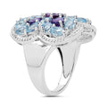 5.53 Carat Genuine Amethyst & Blue Topaz .925 Sterling Silver Ring by Bids.com