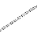 .925 Sterling Silver 1 cttw Brilliant Round-Cut Diamond "X" Link Bracelet (I-J Clarity, I2-I3 Color) - Size 7" by Bids.com