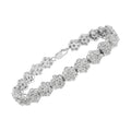 .925 Sterling Silver 2.0 cttw Diamond 7 Stone Floral Cluster Link Bracelet (I-J Color, I3 Clarity) -7.25" by Bids.com