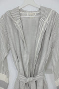 Cotton Gray & White Bathrobe by NoaPure.com