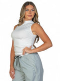 Ribbed Knit Ruched Side Sleeveless Top {BT3970] by The House of Stylez
