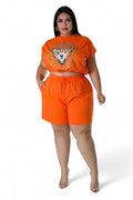 Curvy Two Piece Glitter Tiger Biker Short Set by The House of Stylez