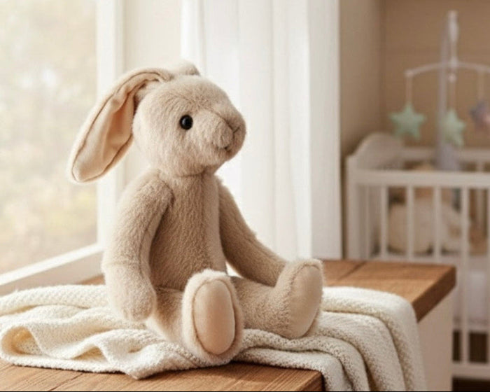 Long Ear Bunny Stuffed Animal - 14" Ultra Soft Plush | Cream by ozznekshoes