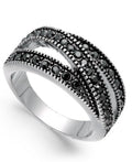 Inc Hematite-Tone Crystal Overlap Stackable Ring , Size 8 by Vanessa Jane
