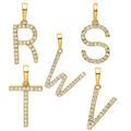 14K Gold Letter Initial Pave Diamond Pendant by Fine Color Jewels