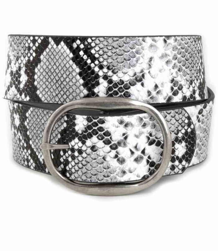 Pam Oval Buckle Belt - Black Snake by Boutique 23