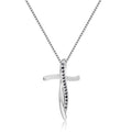 Black Sapphire Cross Necklace by Fine Color Jewels