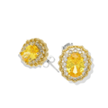 Natural Citrine Halo Stud Earrings by Fine Color Jewels