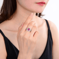 1 Ct Octagon Pink Ruby Prong Silver Split Band Halo Ring by Fine Color Jewels