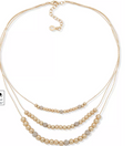 Anne Klein Gold-Tone Pave Fireball & Bead Layered Necklace, 16 + 3" Extender" by Vanessa Jane